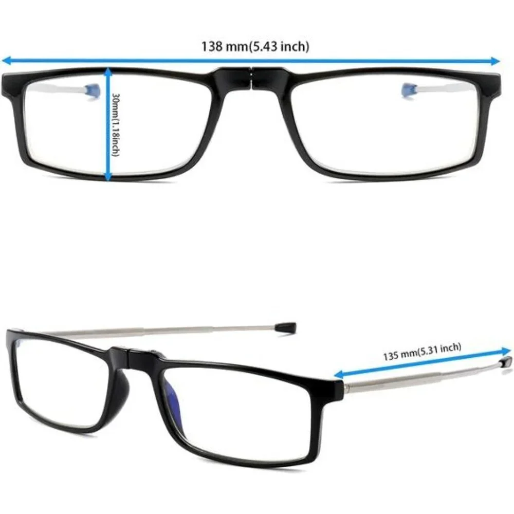 2-Pack Compact Folding Reading Glasses with Pouch Red & Black Travel Set X2.0Mag